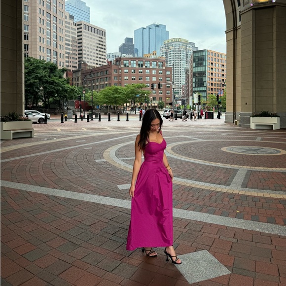 Melloday Long pink berry corset Dress - Picture 2 of 3